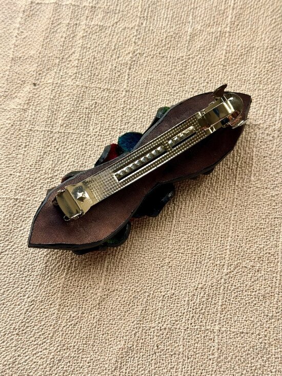 Handmade Leather Multicolor Floral Hair Barrette | Colombian Artisan Clip main image 9